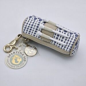 Spartina 449 Daufuskie Island Golf Ball/Tee Holder, Leather Linen Golf Accessory